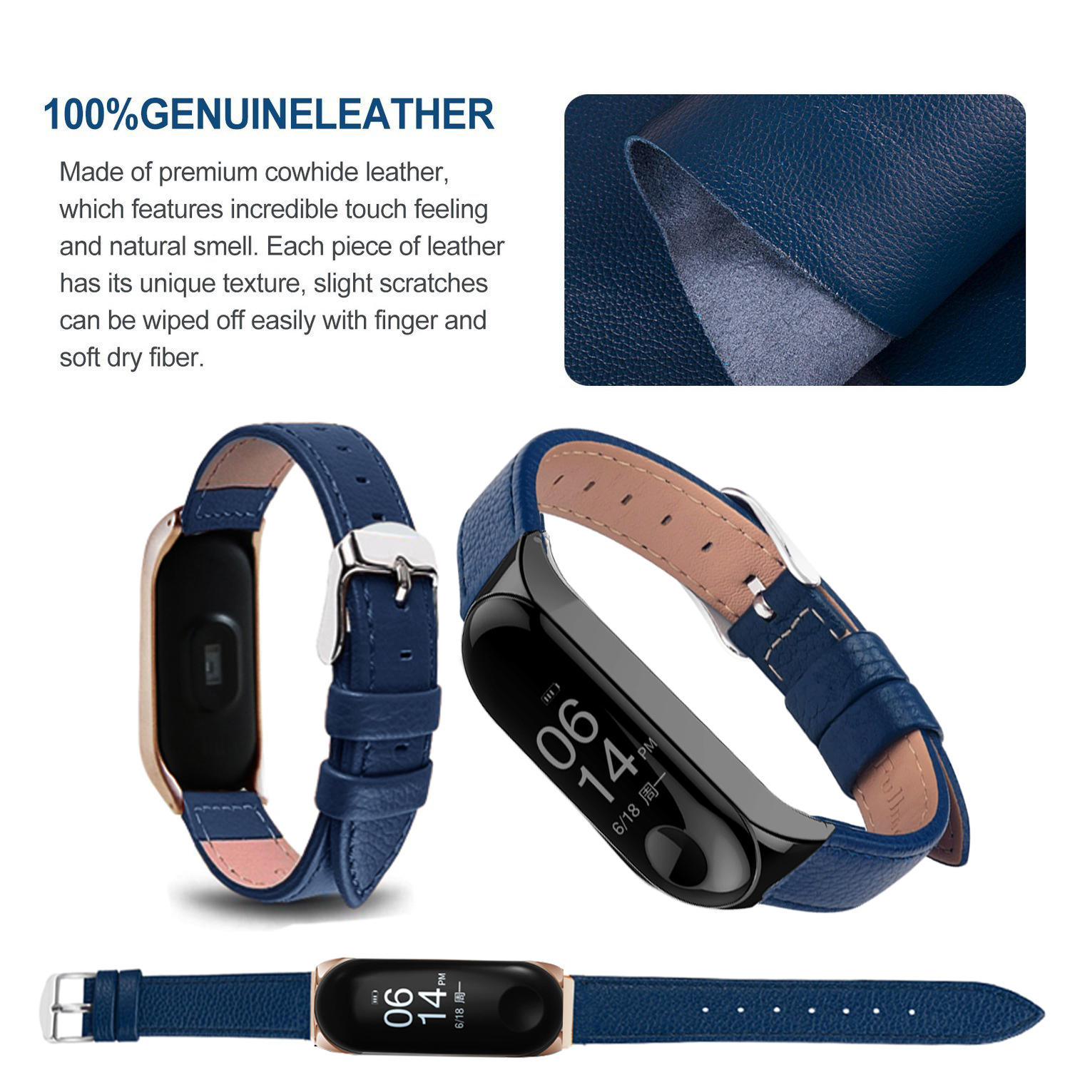 Xiaomi Miband 3 – Miband 4 – pulsera de cuero