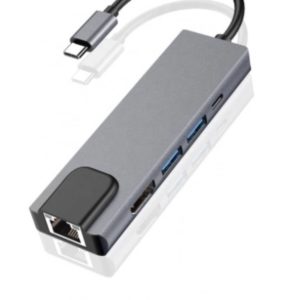 Adaptador Hub Usb C 5 En 1 Hdmi 4k/1tipoc/2usb 3.0/1rj45lan