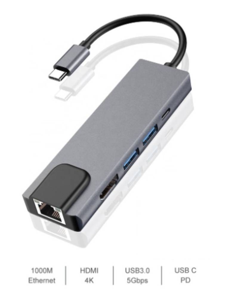 Tipo C Hub 5 En 1 Adaptador Usb C A Hdmi Con Ethernet Malubero Malu1424